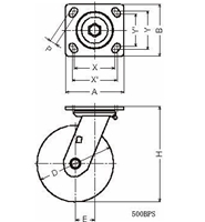 ハンマーキャスター 500BPS-CR150 ゴム車 500BPS 519BPS 500BPR 伝動機