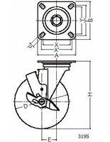 ハンマーキャスター 319S-R200 ゴム車 ストッパー付 300S 319S 伝動機