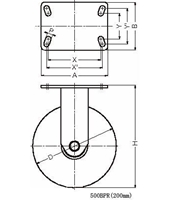 ハンマーキャスター 500BPR-CR200 ゴム車 500BPS 519BPS 500BPR 伝動機